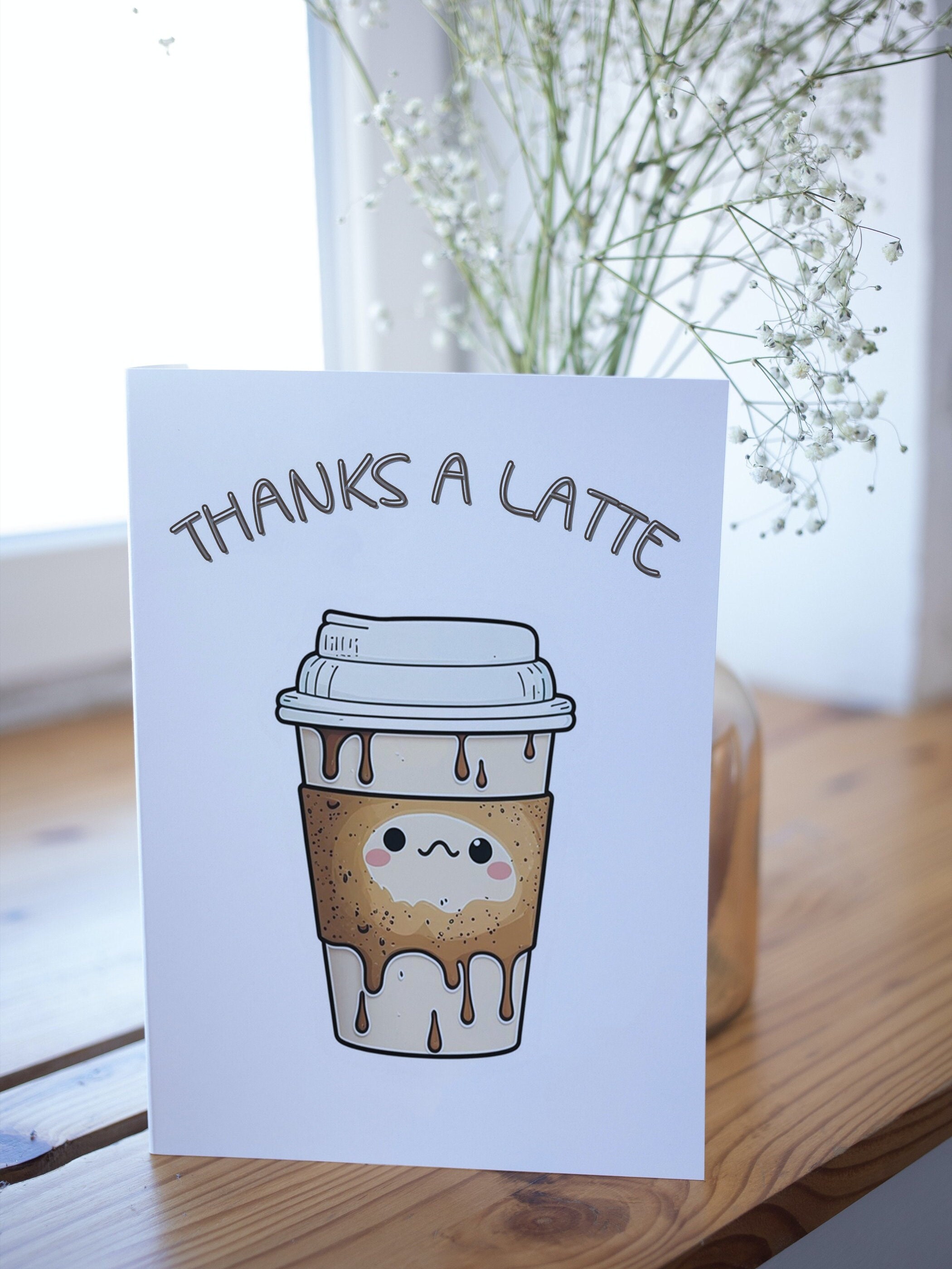 Thanks a Latte - Funny Thank You Card | Coffee Lover Gift, Handmade ...