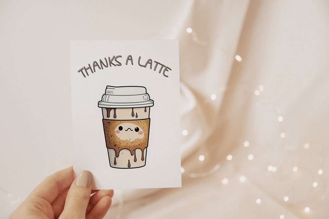 Thanks a Latte - Funny Thank You Card | Coffee Lover Gift, Handmade ...