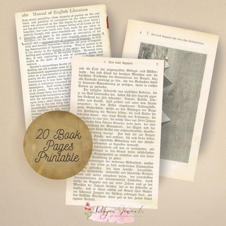 Vintage Book Page Printable Digital - Il 794xN.4875637125 A043 