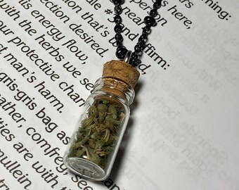 Witch Grass Spell Jar Necklace On Satellite Chain Genuine Etsy