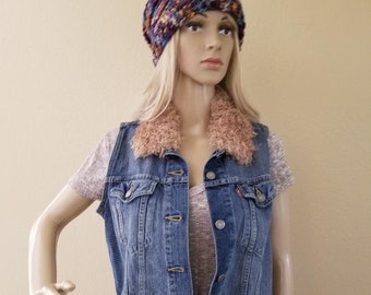 Levi's Vest With Fur Collar, Authentic Levi's Vest With Fur Crochet Collar, Original Levi's Vest  With Knit Collar, Furry, Soft and Squishy