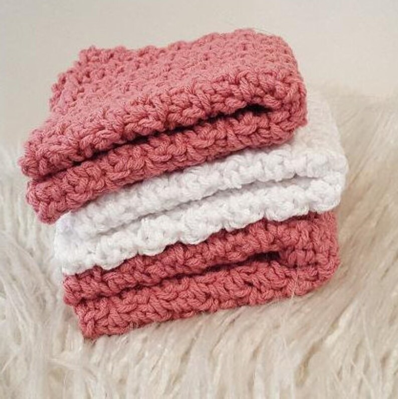 Crochet Wash Cloth, 3 Cotton Baby Wash Cloths, Knit Wash Cloths, 3 Knit