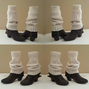 Crochet Cream Leg Warmers, Wide Cuff For Perfect Fit, Knit Cream Leg Warmers, Extra Long Cream Boot Toppers, Vegan Yarn, Soft and Squishy image 5