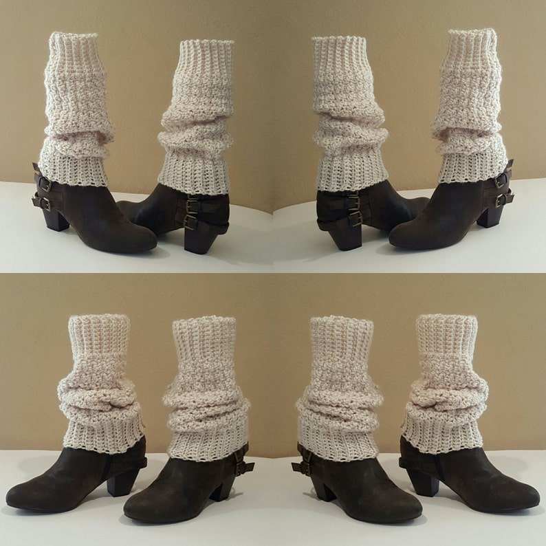 Crochet Cream Leg Warmers, Wide Cuff For Perfect Fit, Knit Cream Leg Warmers, Extra Long Cream Boot Toppers, Vegan Yarn, Soft and Squishy image 5