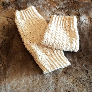 Crochet Cream Leg Warmers, Wide Cuff For Perfect Fit, Knit Cream Leg Warmers, Extra Long Cream Boot Toppers, Vegan Yarn, Soft and Squishy image 3