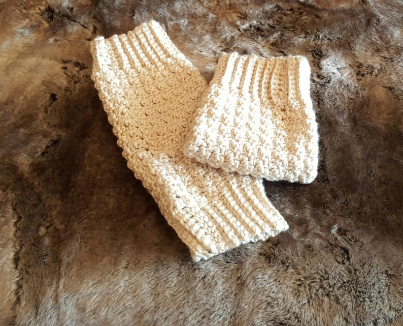 Crochet Cream Leg Warmers, Wide Cuff For Perfect Fit, Knit Cream Leg Warmers, Extra Long Cream Boot Toppers, Vegan Yarn, Soft and Squishy image 3