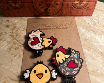 Chicken Magnet Set – 3-Piece Farmhouse Fridge Magnets