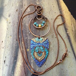 Copper and Czech Bead Necklace, Tribal Necklace, Czech Bead Necklace, Copper Chain