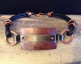 BLOW OUT PRICE!  Valentines Day Gift for Men!  Men's Rustic Black Leather Bracelet!  Item L190