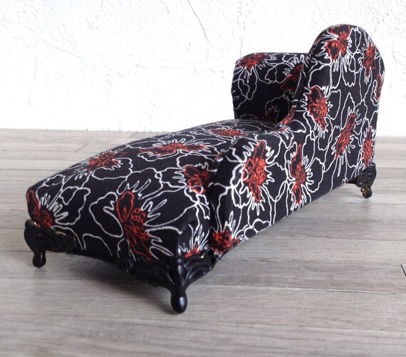 Exquisite psychologist couch sofa Chaise Lounge 1:12 scale dollhouse miniature M