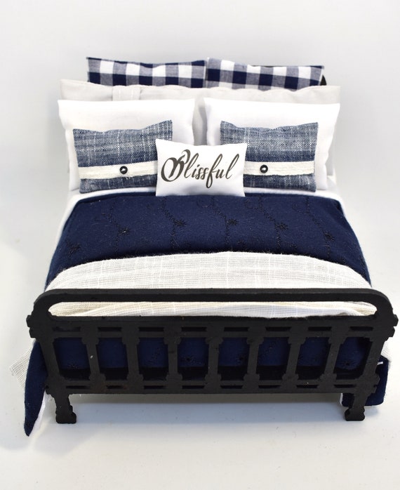 Bedding Set Modern Farmhouse Deep Blue Buffalo Check Broderie - Farmhouse Bedding Set Blue Bedding Set Modern Farmhouse Deep Blue Buffalo Check Broderie - Farmhouse Bedding Set Blue