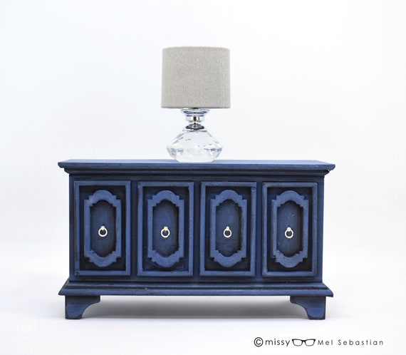 Buffet Cabinet 1 12 Scale Dusky Blue Matte Velvet With Ornate Etsy
