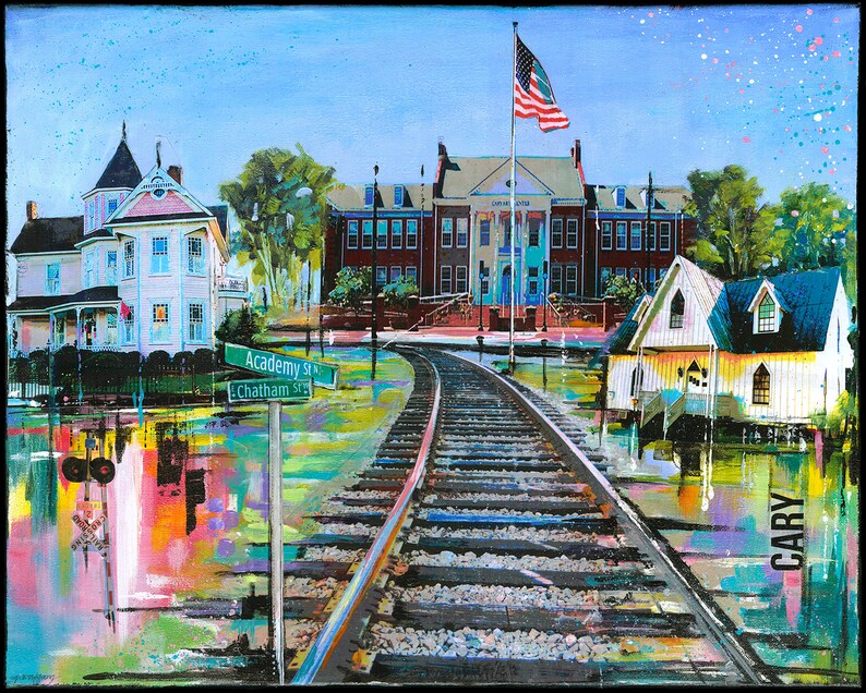 Buy to Cary NC Giclée Paper Print Downtown Cary Collage Online