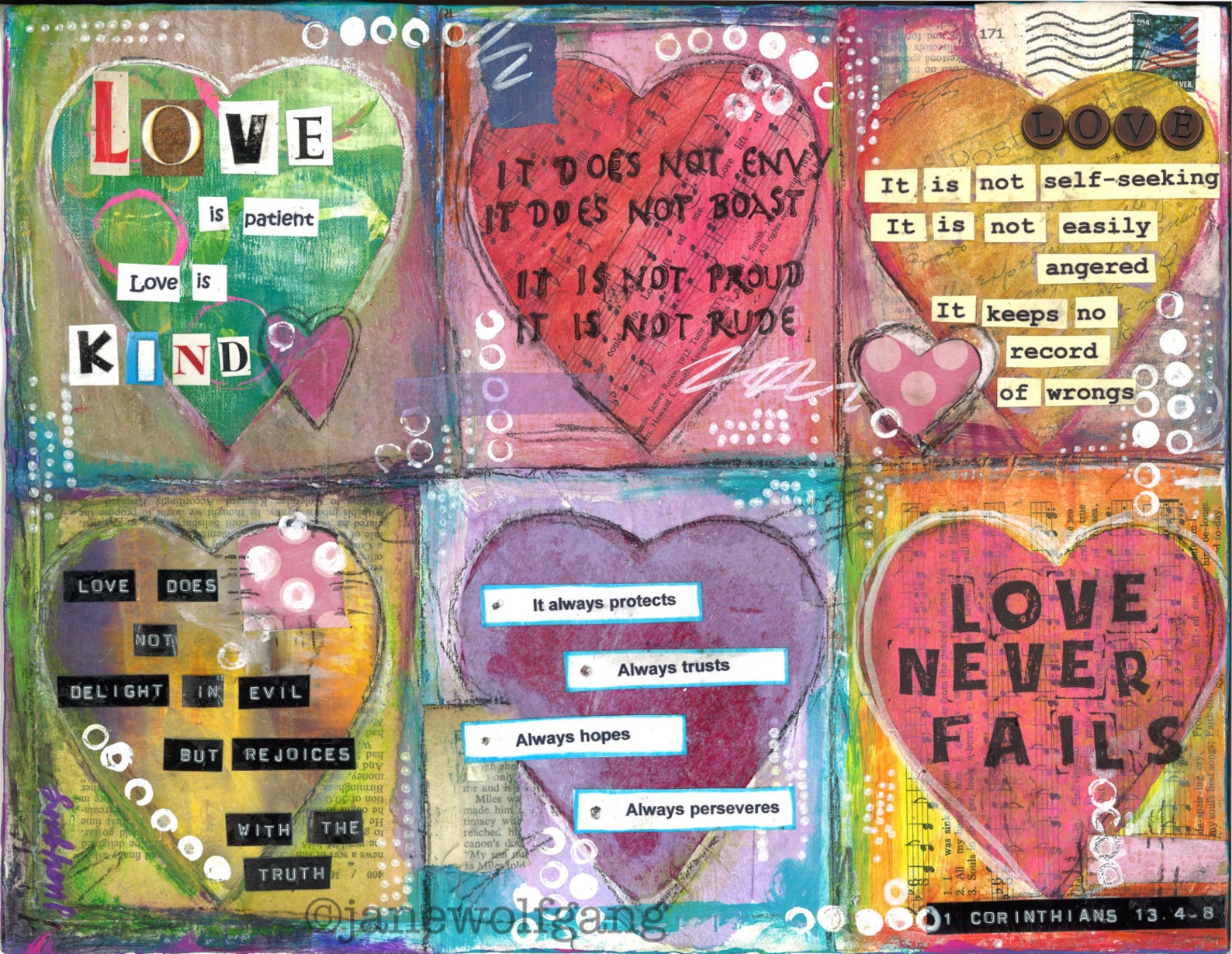 Love Art Print Wall Decor Collage Mixed Media Art 1 Corinthians 13