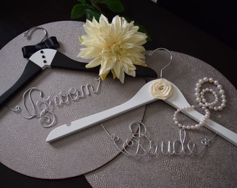 Set of 2 Personalized Wedding Hangers"BRIDE and GROOM",Bridal hanger,Wedding dress hanger,Bridal gift