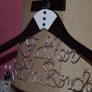 Bridal HangerFATHER of the BRIDE / GROOM,Personalized custom bridal hanger,Wedding hanger,Bridal gift,Tuxedo hanger,Bridal party gift image 2