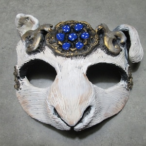 White Rabbit, Animal mask, custom made, hand painted, masquerade mask, bunny rabbit mask