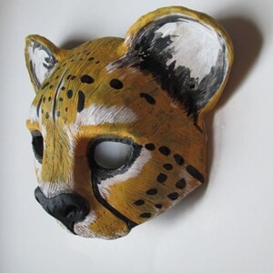 Masquerade mask, Cheetah, Neko, animal mask, cat, wildlife spirit, costume mask, spotted, big cat mask, yellow and black, halloween costume