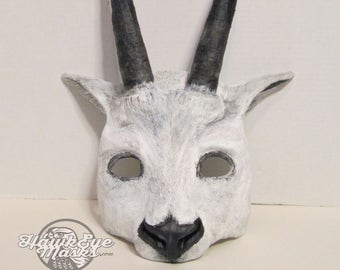 Handmade Mountain Goat Mask, Animal Spirit, Masquerade