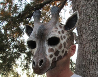 Giraffe Mask: Hand-Painted Adult Costume, Masquerade Mask