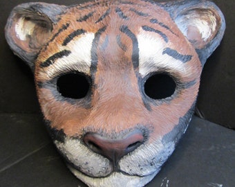 Hand Painted Tiger Cub Mask, Animal Spirit Masquerade Mask