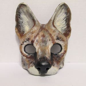 Hand Painted Serval Cat Mask: Resin Masquerade Costume