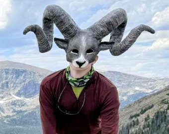 handmade Ram Mask: Aries Costume, Bighorn Cosplay