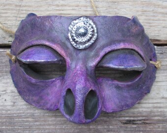 fantasy purple dragon mask, costume mask, ren faire mask, masquerade mask, labyrinth mask, LARP