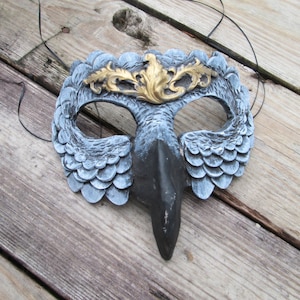 Grey gull, masquerade mask, costume mask, Halloween, ren faire, grey bird, bird of prey, birdman