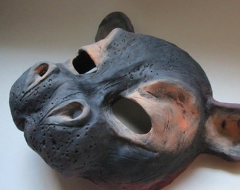 Hippo mask, Hippopotomus, Animal mask, Madagascar, adult masquerade, Wild animal mask, costume mask, custom made, made to order