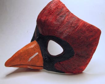 redbird, Cardinal mask, Halloween mask, red bird, Cardinals, adult bird mask, masquerade costume mask, fantasy, redbird, woodland, wildlife