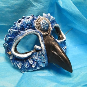 fantasy Raven, masquerade costume mask, fantasy, guardian, creature mask, blackbird, crow, black bird, half face, mask with beak