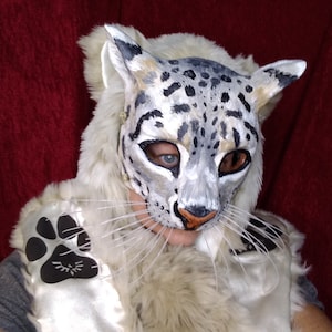 Snow Leopard, mask, Animal costume mask, Neko, animal spirit, lightweight mask, adult masquerade, wildcat, winter