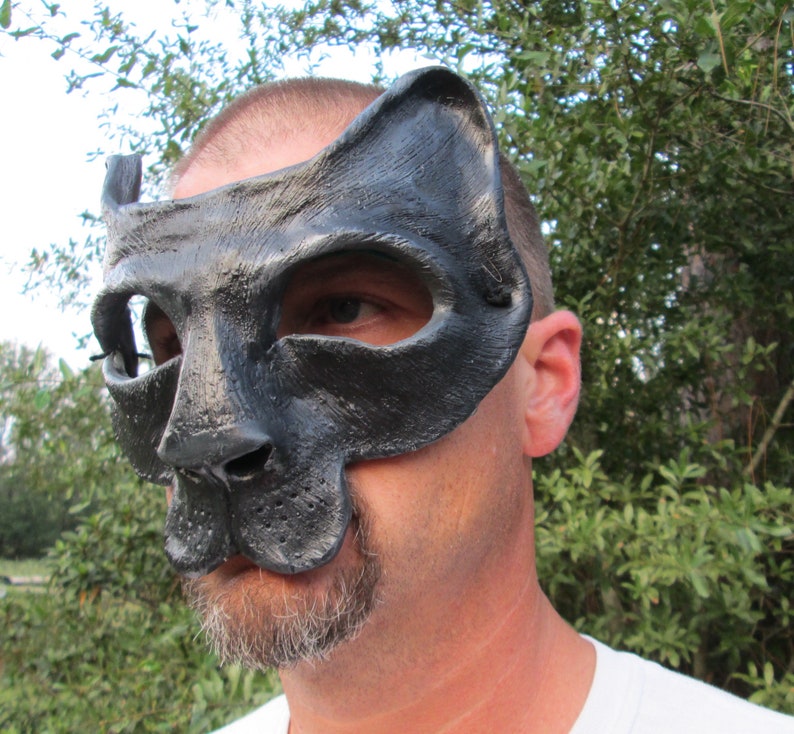 Black Panther costume mask, Neko, masked ball, adult mask, animal mask, masquerade mask, spirit mask, big cat image 5