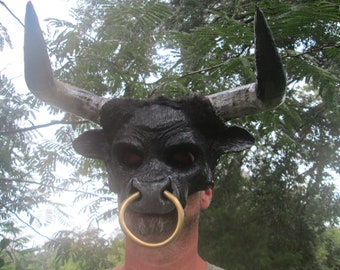 Minotaur, Bull mask, Mythological beast, Taurus, Black Bull, Ferdinand the bull,  costume, masquerade mask, Zootopia cosplay, Maze, Greek