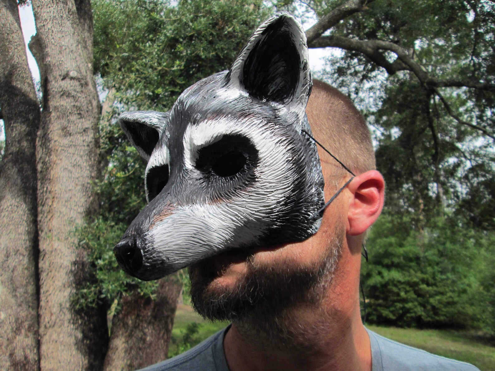 Raccoon Mask Animal Costume Mask Hand Painted Rocket - Etsy