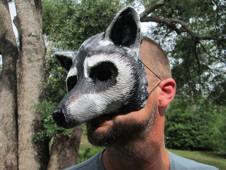 Hand Painted Raccoon Mask, Wearable Woodland Animal Costume - Etsy