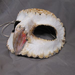Hand Painted Barn Owl Mask - handmade Masquerade Costume image 11