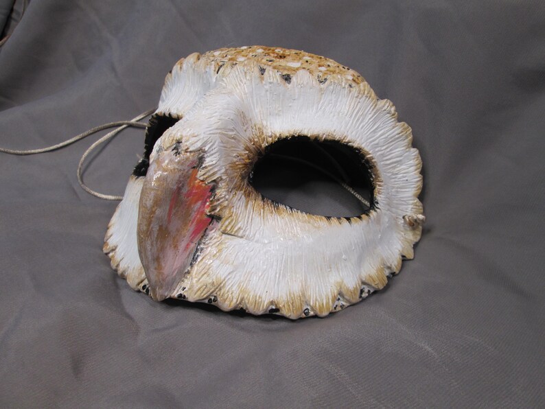 Hand Painted Barn Owl Mask - handmade Masquerade Costume image 11