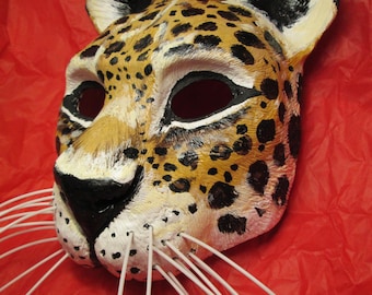 Handmade Resin Jaguar Mask: Wearable Art Sculpture