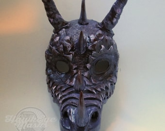 Dragon mask, Masquerade, costume mask, handmade, hand painted, cosplay mask, spikes, horned dragon, made to order, dragon mask