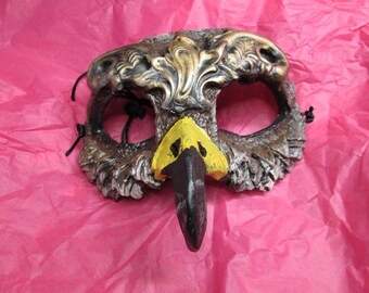 Fantasy Eagle Masquerade Mask: Hand-Painted Resin Art