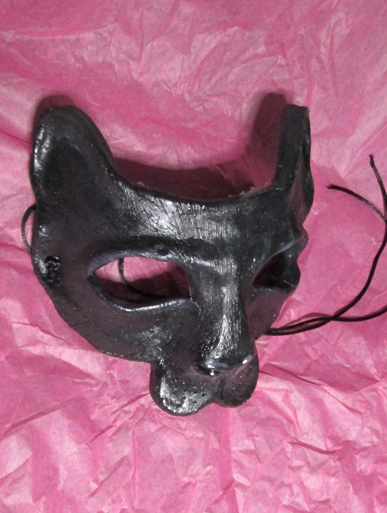 Black Panther costume mask, Neko, masked ball, adult mask, animal mask, masquerade mask, spirit mask, big cat image 3