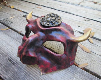 Handmade Resin Diablo Mask: Red Devil Costume, Masquerade Ball