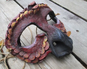 Mythological fire bird mask: handmade creature masquerade costume