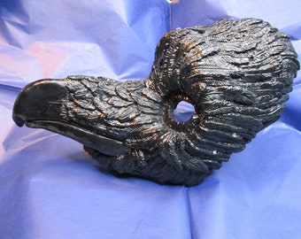 Black Raven Masquerade handmade Mask: Realistic Crow Costume