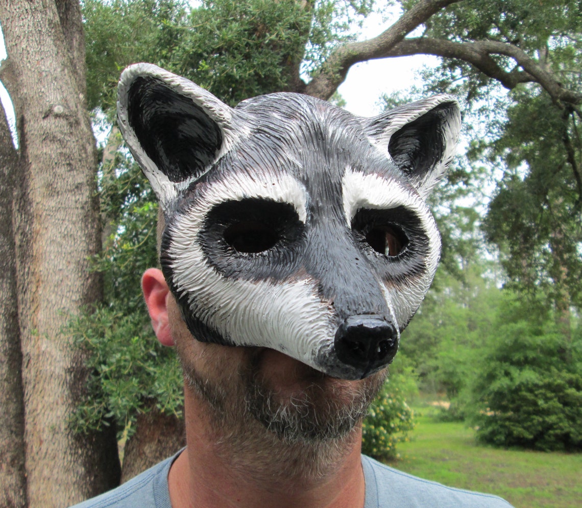 Raccoon Mask Animal Costume Mask Hand Painted Rocket Masquerade 