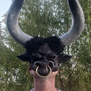 Máscara de toro enojado, Minotauro, Tauro, máscara de disfraz, mitológica, máscara de mascarada, animal de granja, Ferdinand el toro, cosplay inspirado en Zootopia