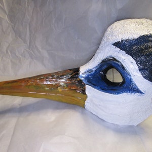 Handmade Egret Masquerade Mask: Resin Bird Costume