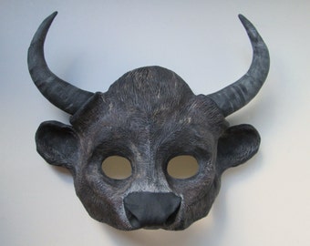 Buffalo mask, Bison costume mask, masquerade mask, larp, spirit animal,  tribal, horned mask, wildlife mask, horned mask, carnival mask